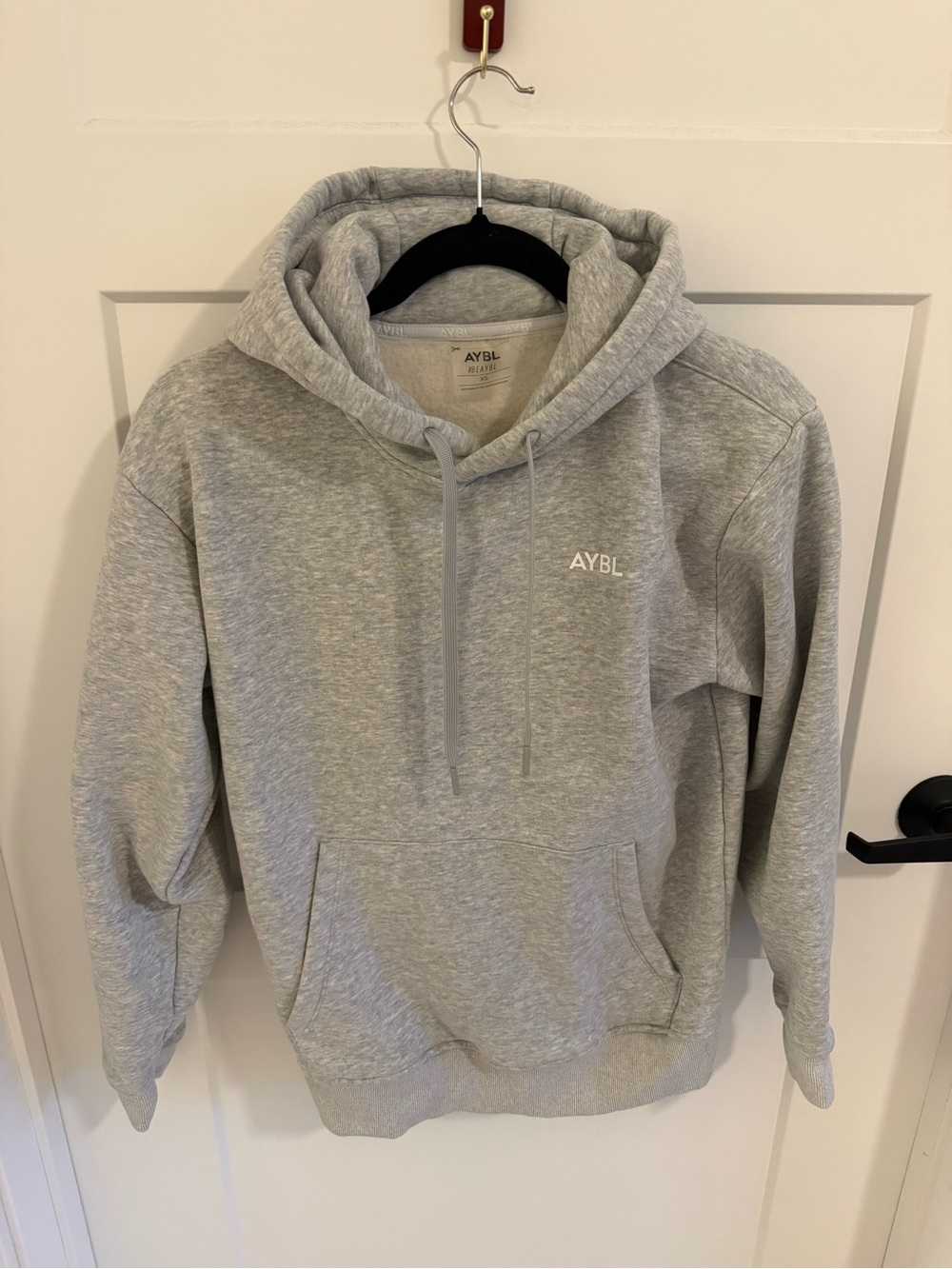 AYBL Essential Oversized Hoodie Gray Fleece Pullover Sweatshirt Women XS